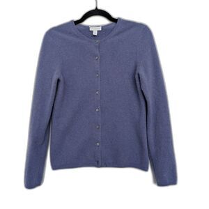 Charter Club 2-Ply Cashmere Purple Button Up Long Sleeve Cardigan Sweater Sz S